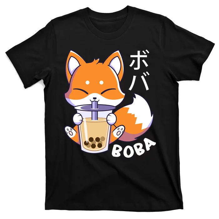 Boba Fox Bubble Tea Chibi Foxes T-Shirt