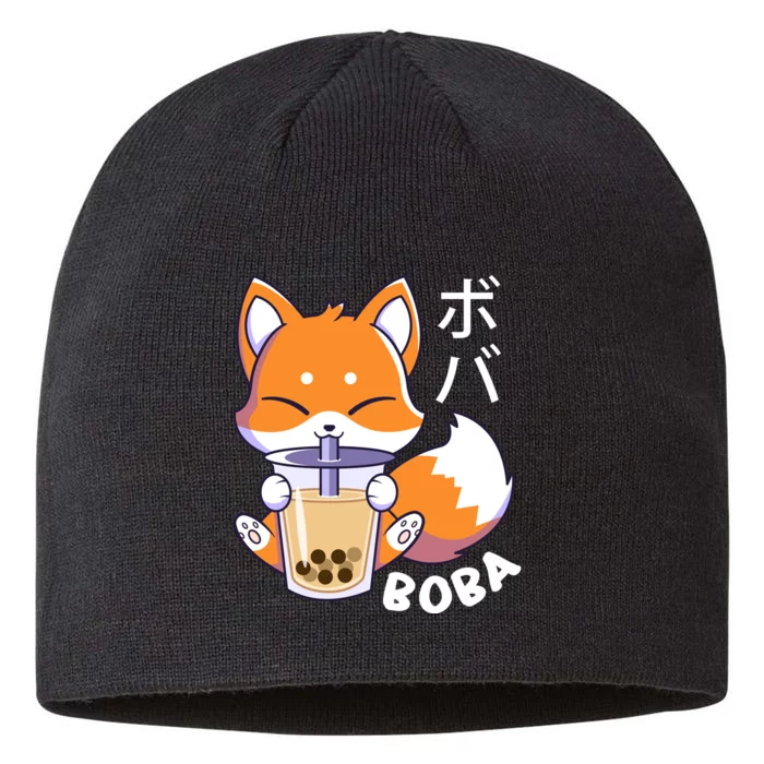 Boba Fox Bubble Tea Chibi Foxes 8 1/2in Sustainable Knit Beanie