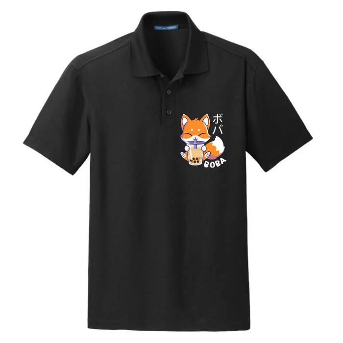 Boba Fox Bubble Tea Chibi Foxes Dry Zone Grid Performance Polo