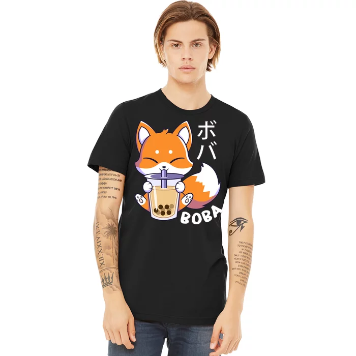 Boba Fox Bubble Tea Chibi Foxes Premium T-Shirt