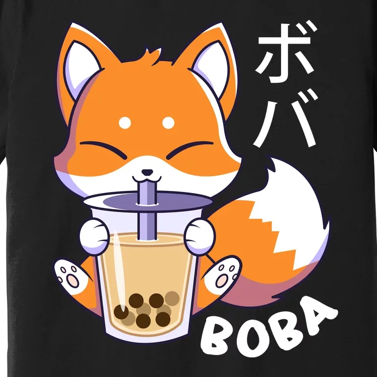 Boba Fox Bubble Tea Chibi Foxes Premium T-Shirt