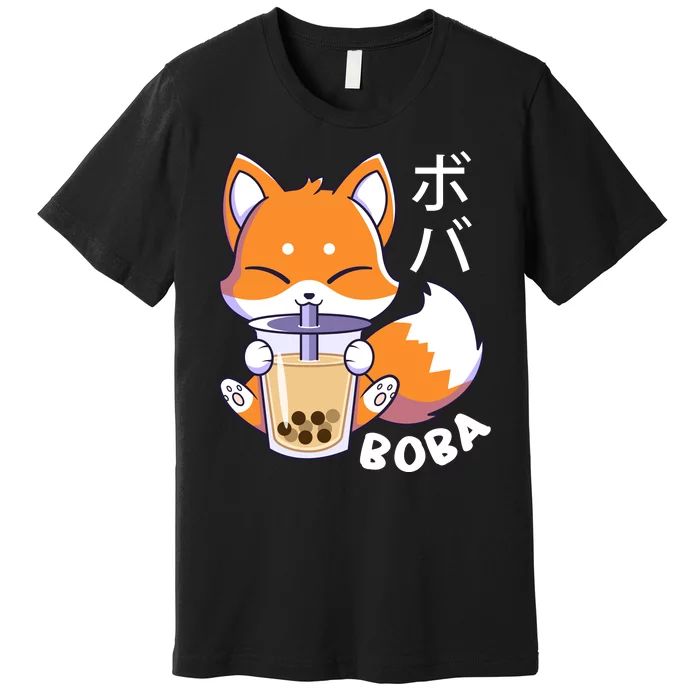 Boba Fox Bubble Tea Chibi Foxes Premium T-Shirt