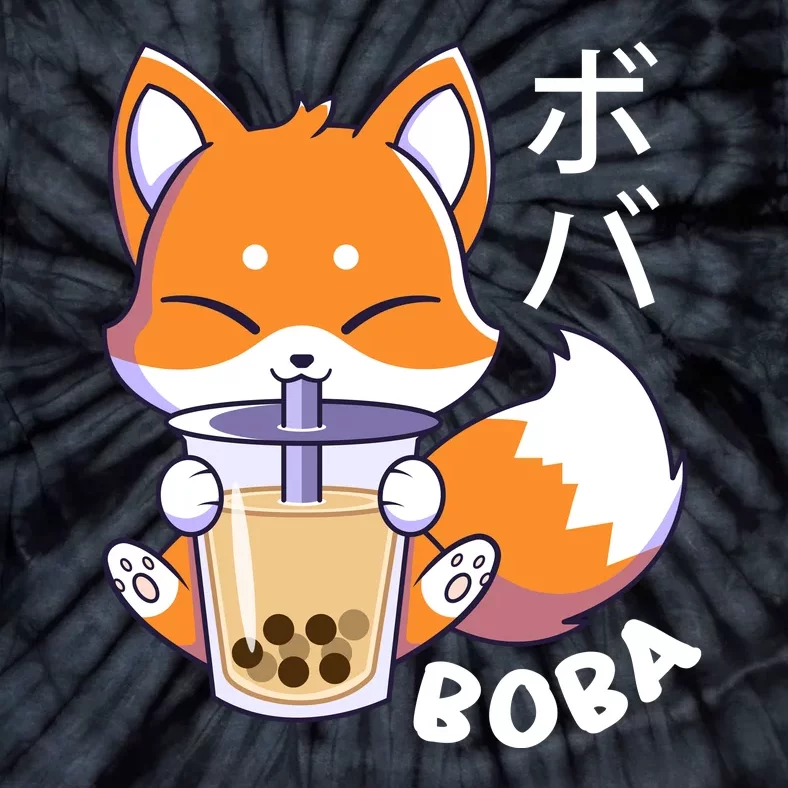 Boba Fox Bubble Tea Chibi Foxes Tie-Dye T-Shirt