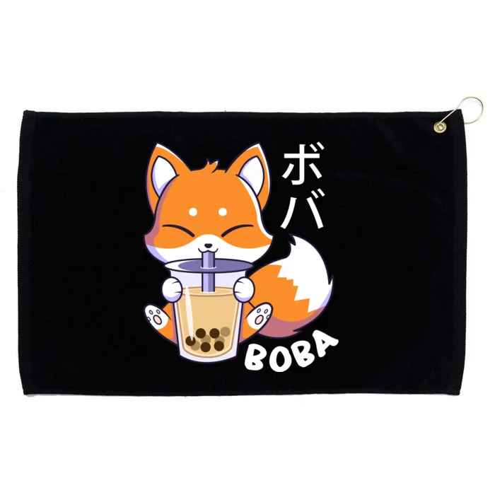 Boba Fox Bubble Tea Chibi Foxes Grommeted Golf Towel