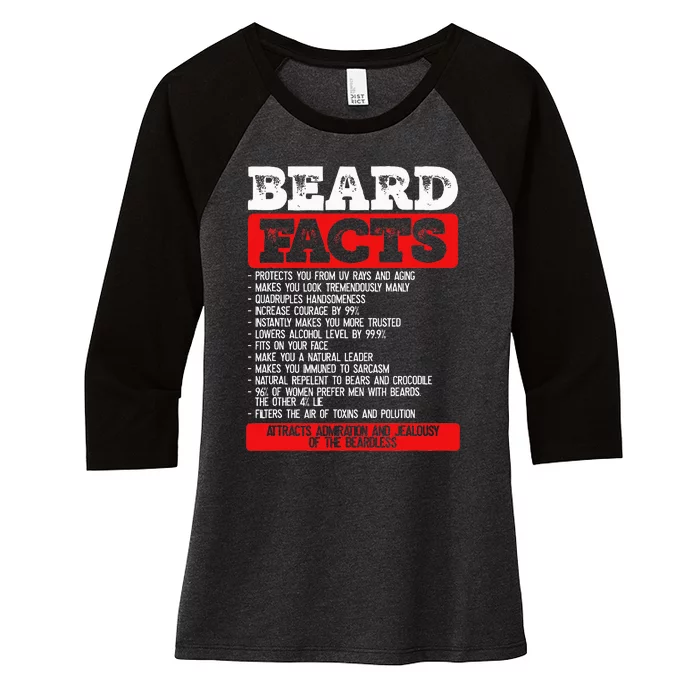 Beard Facts Beard Lover Women's Tri-Blend 3/4-Sleeve Raglan Shirt