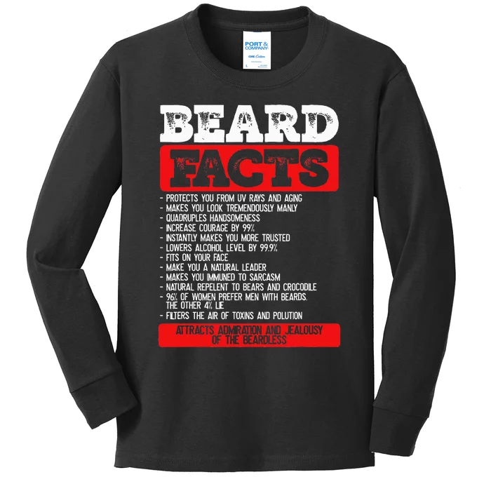 Beard Facts Beard Lover Kids Long Sleeve Shirt