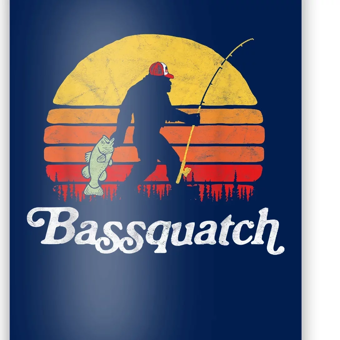 Bassquatch! Funny Bigfoot Fishing Outdoor Retro Funny Fishing Bigfoot Merch Poster