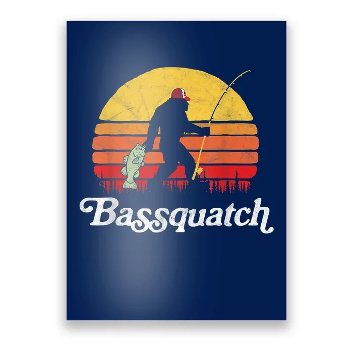 Bassquatch! Funny Bigfoot Fishing Outdoor Retro Funny Fishing Bigfoot Merch Poster