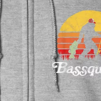 Bassquatch! Funny Bigfoot Fishing Outdoor Retro Funny Fishing Bigfoot Merch Full Zip Hoodie