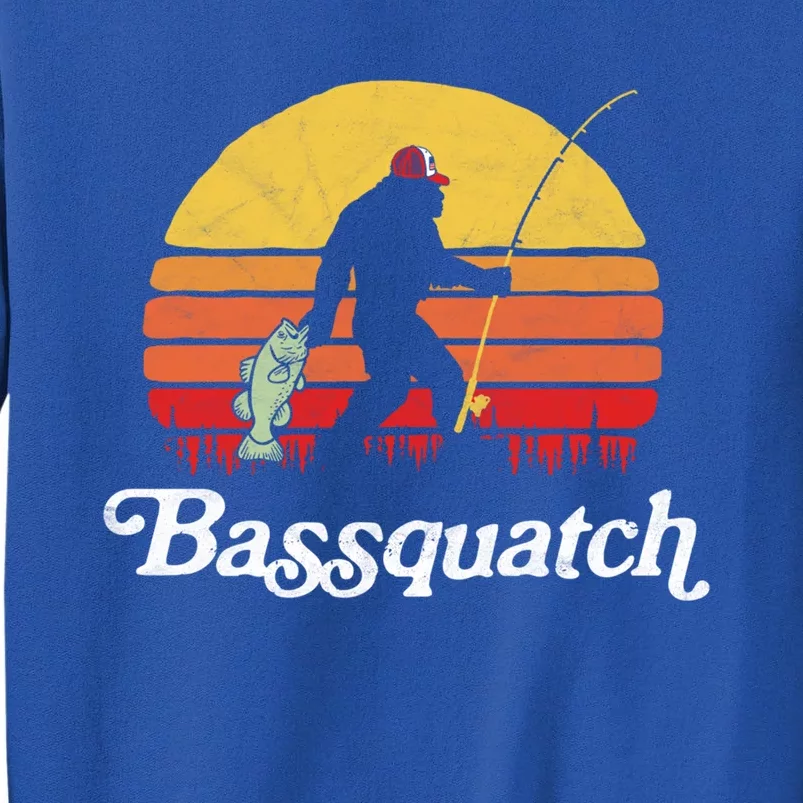 Bassquatch! Funny Bigfoot Fishing Outdoor Retro Funny Gift Gift Tall Sweatshirt