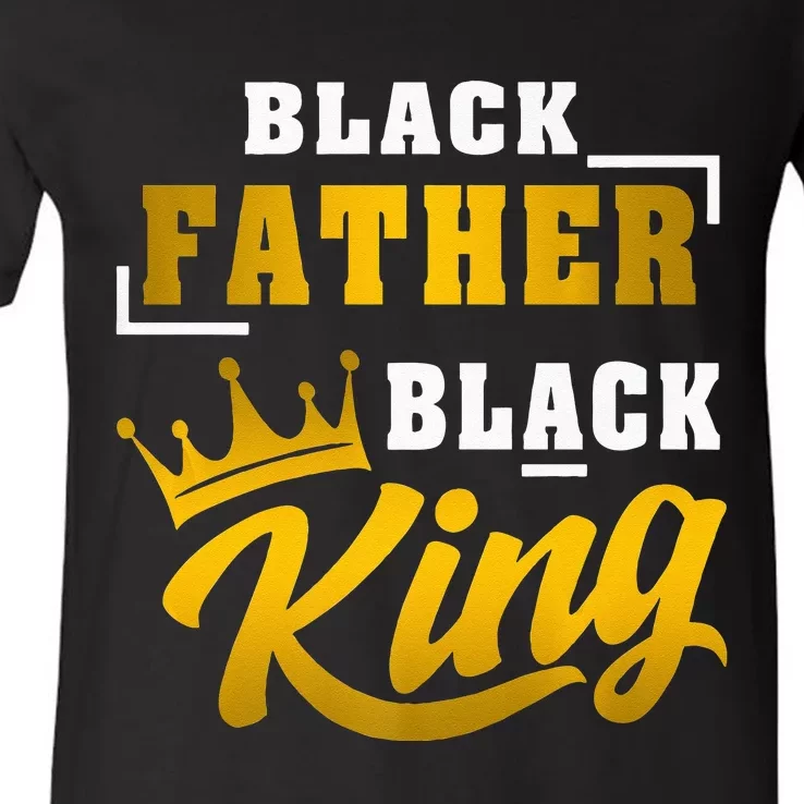 Black Father Black King African American Dad Fathers Day Premium V-Neck T-Shirt