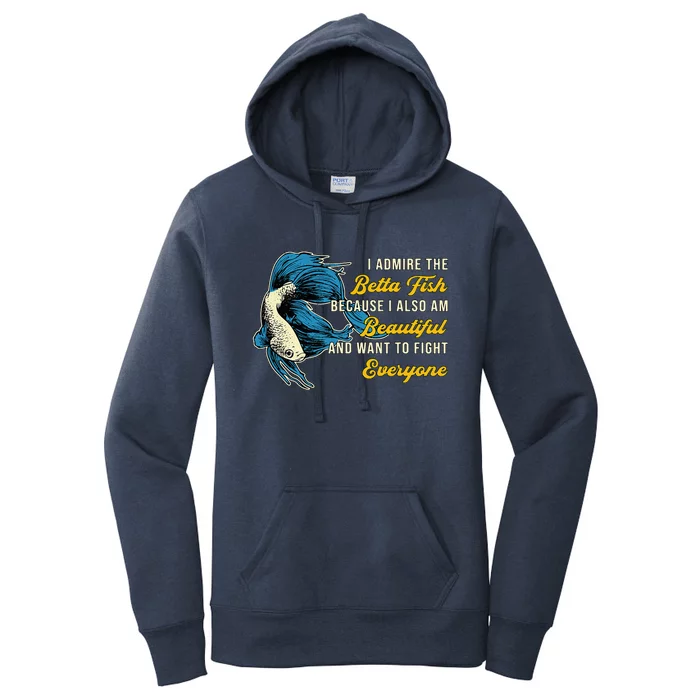 Betta Fish Because Fish Lover Aquarium Vintage Betta Fish Women's Pullover Hoodie