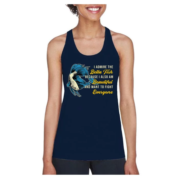 Betta Fish Because Fish Lover Aquarium Vintage Betta Fish Women's Racerback Tank