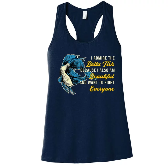 Betta Fish Because Fish Lover Aquarium Vintage Betta Fish Women's Racerback Tank