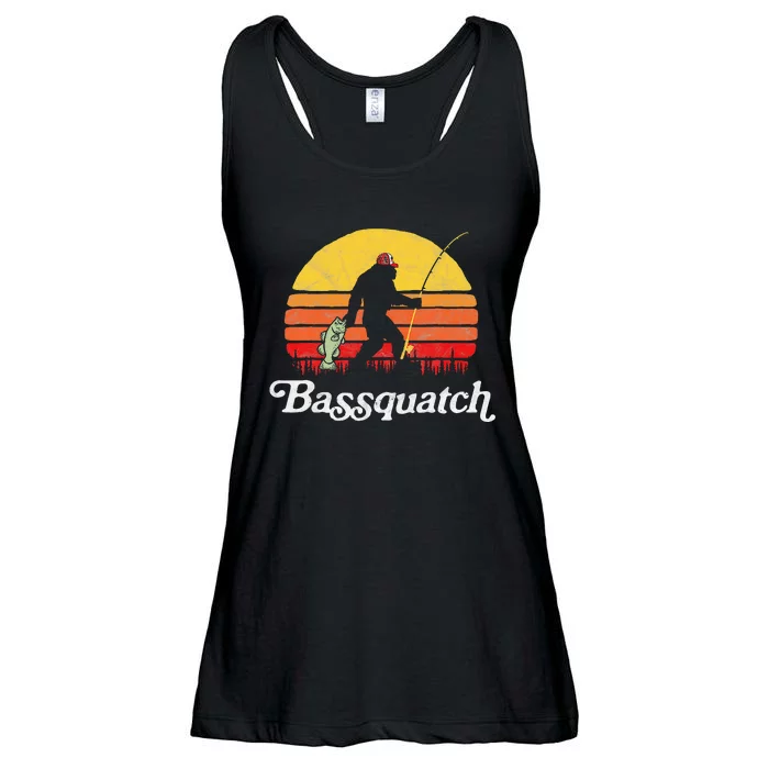 Bassquatch Funny Bigfoot Fishing Outdoor Bass Fishing Ladies Essential Flowy Tank