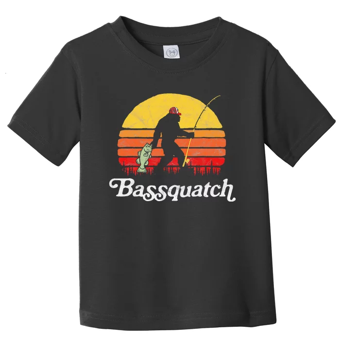 Bassquatch Funny Bigfoot Fishing Outdoor Bass Fishing Toddler T-Shirt