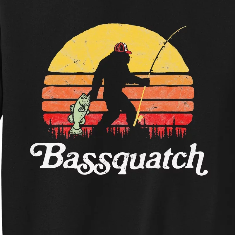 Bassquatch! Funny Bigfoot Fishing Outdoor Retro Sweatshirt