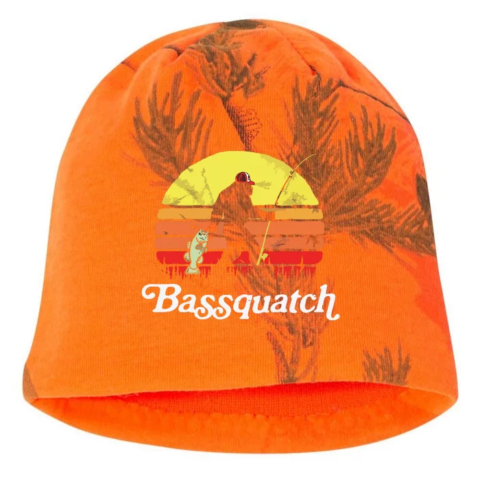 Bassquatch! Funny Bigfoot Fishing Outdoor Retro Kati - Camo Knit Beanie