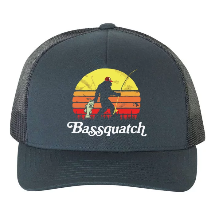 Bassquatch! Funny Bigfoot Fishing Outdoor Retro Yupoong Adult 5-Panel Trucker Hat