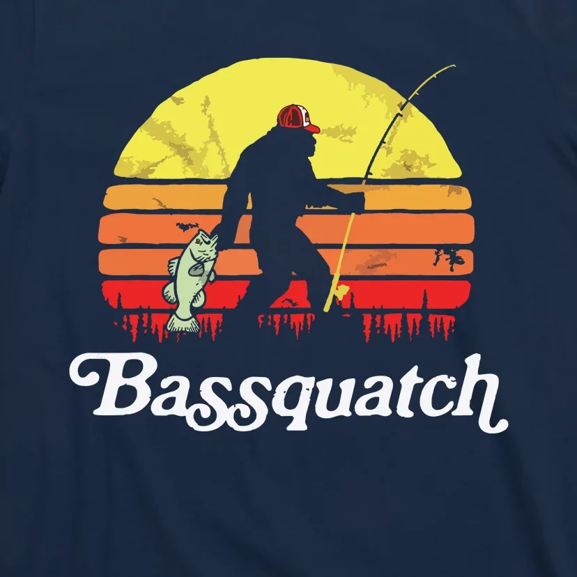 Bassquatch! Funny Bigfoot Fishing Outdoor Retro T-Shirt