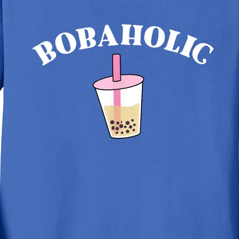 Bobaholic Funny Bubble Tea Kids Long Sleeve Shirt