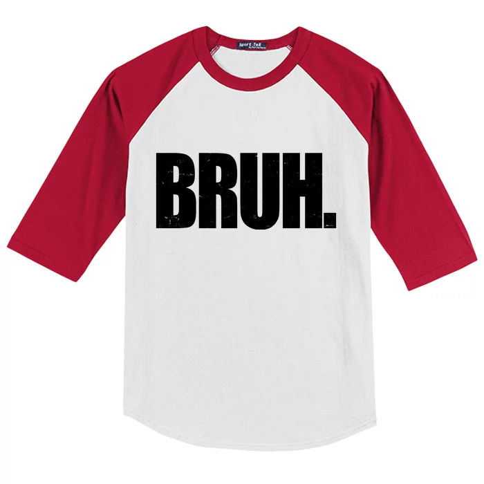 Bruh Funny Bro Saying Surfer Skaters Greeting Kids Colorblock Raglan Jersey