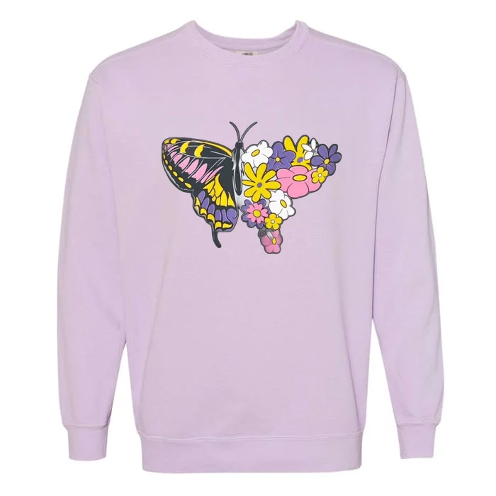 Butterfly Flower Beautiful Garment-Dyed Sweatshirt