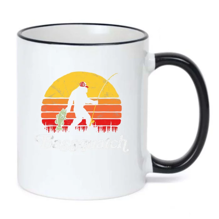 Bassquatch! Funny Bigfoot Fishing Outdoor Retro Black Color Changing Mug