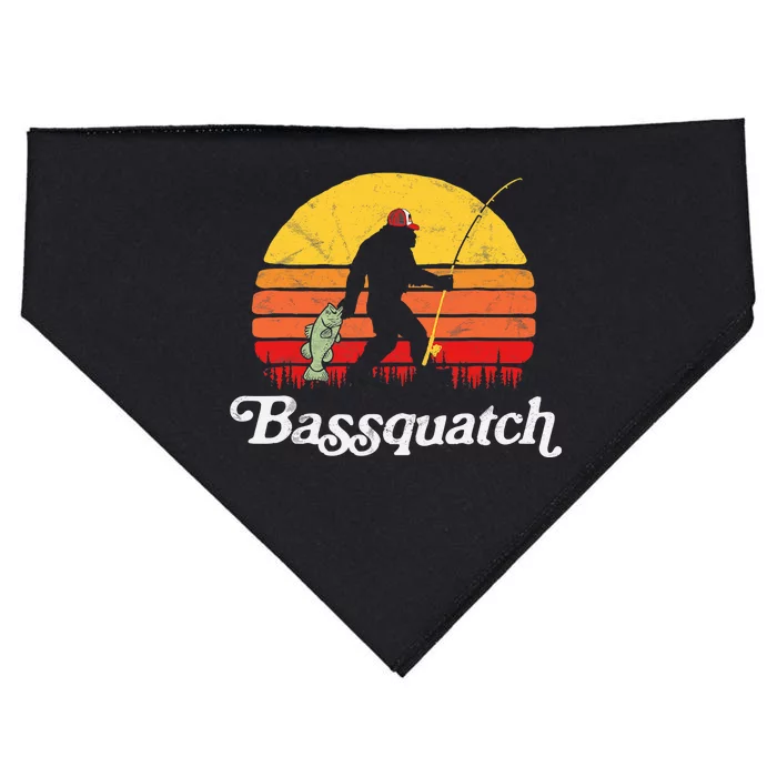 Bassquatch! Funny Bigfoot Fishing Outdoor Retro USA-Made Doggie Bandana