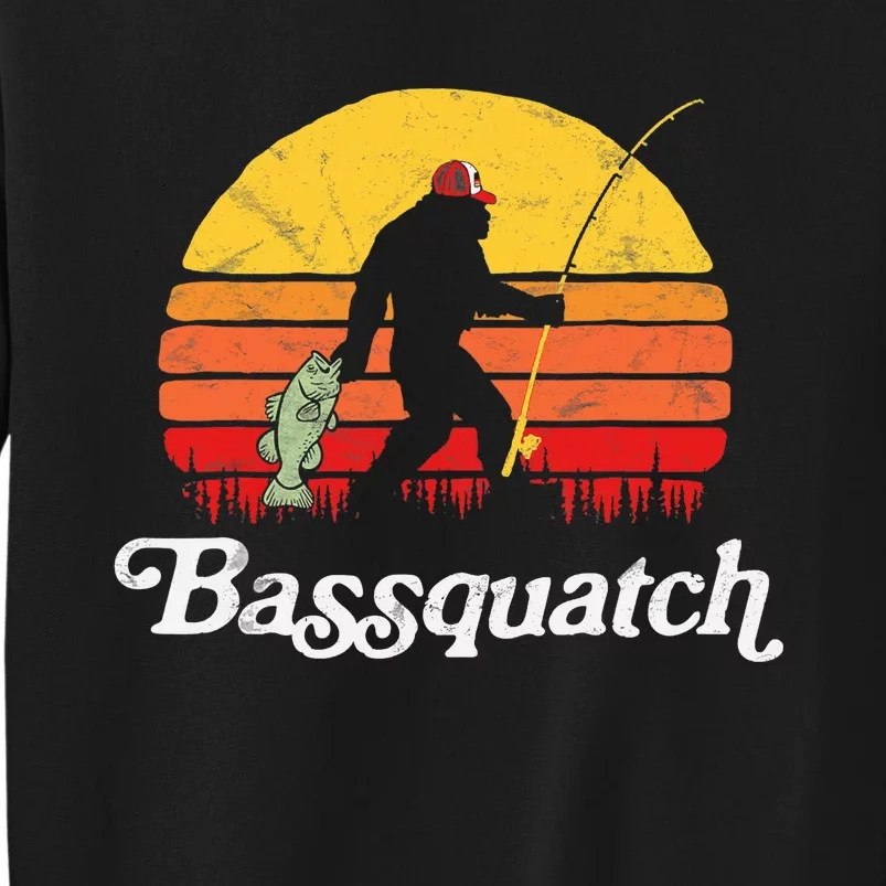 Bassquatch! Funny Bigfoot Fishing Outdoor Retro Sweatshirt