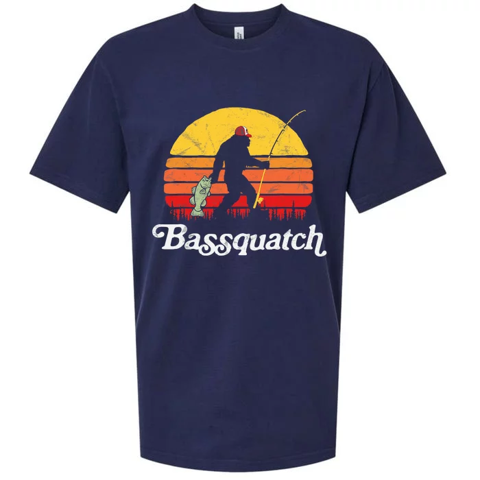 Bassquatch! Funny Bigfoot Fishing Outdoor Retro Sueded Cloud Jersey T-Shirt