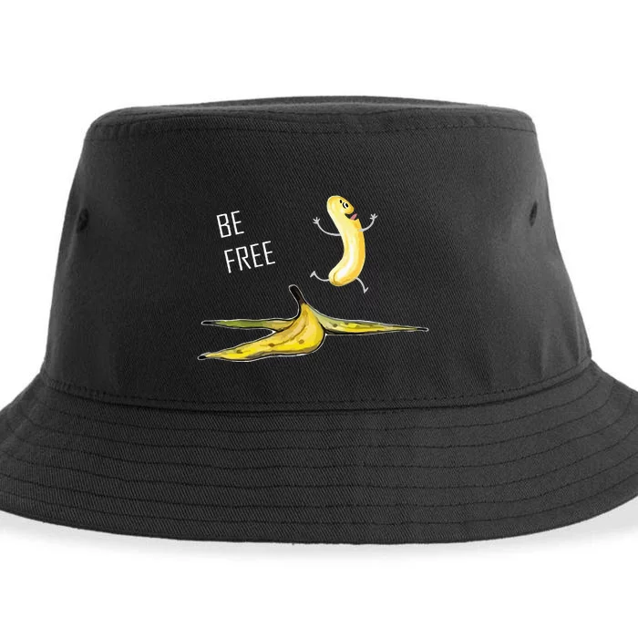 Be Free Banana Nudist Funny Nudist Funny Banana Sustainable Bucket Hat