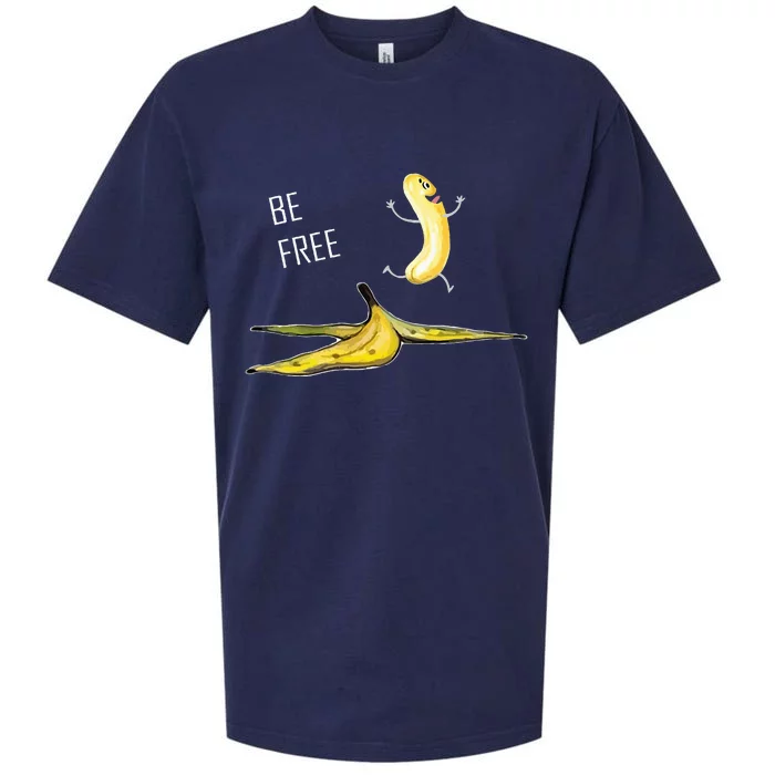 Be Free Banana Nudist Funny Nudist Funny Banana Sueded Cloud Jersey T-Shirt