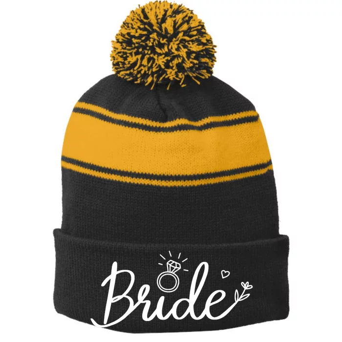 BridetoBe For Bridal Shower Or Bachelorette Party Stripe Pom Pom Beanie