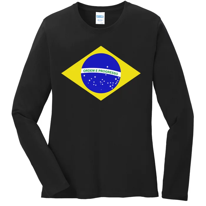 Brazilian Flag Ladies Long Sleeve Shirt