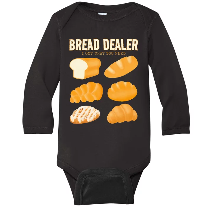 Bakery Funny Bread Baker Bread Dealer Making Dough Baking Baby Long Sleeve Bodysuit