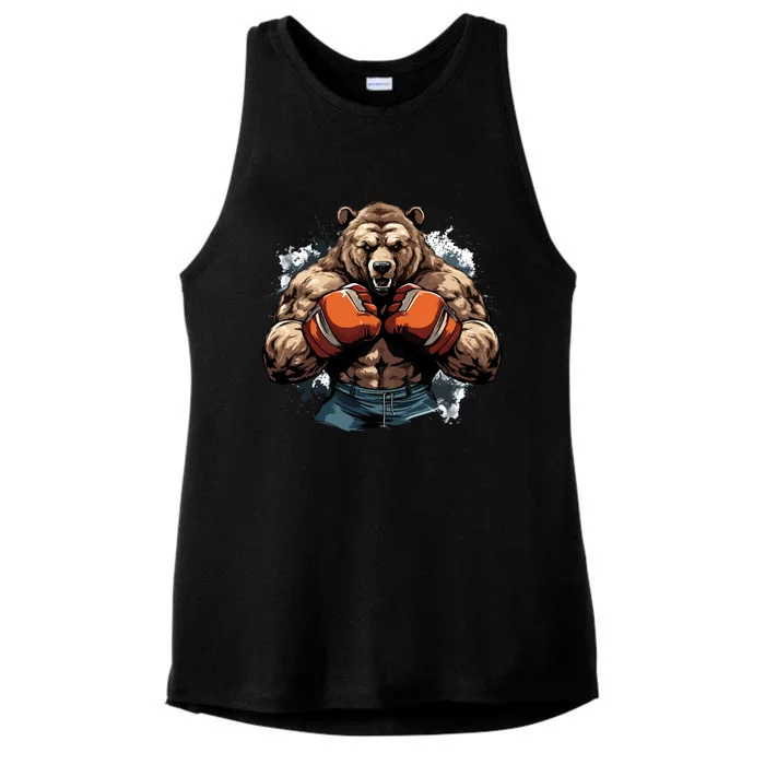 Boxing Fighter Bear Boxer Champ Mixed Martial Arts Gift Ladies Tri-Blend Wicking Tank