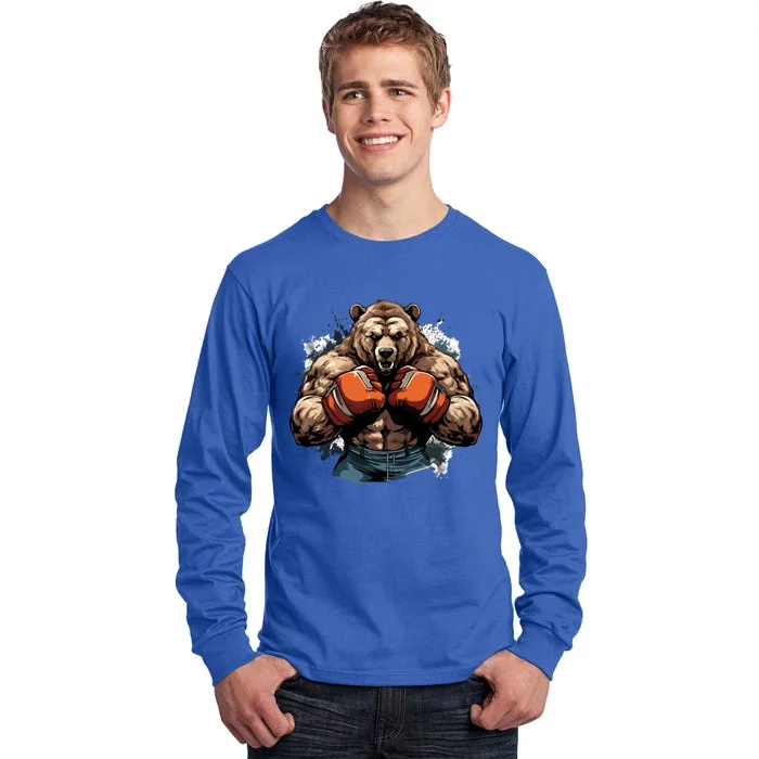 Boxing Fighter Bear Boxer Champ Mixed Martial Arts Gift Tall Long Sleeve T-Shirt