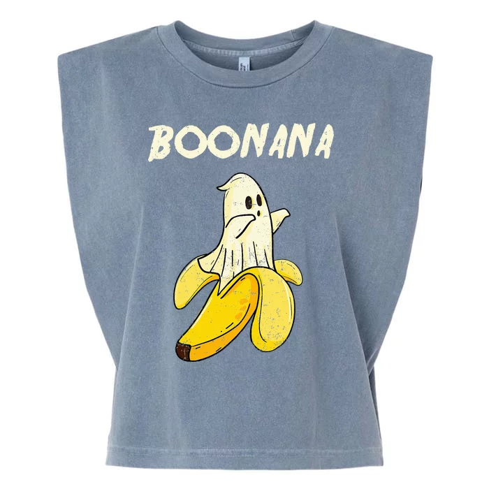 Boonana Funny Cute Banana Ghost Halloween Banana Lover Gifts Garment-Dyed Women's Muscle Tee