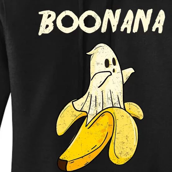 Boonana Funny Cute Banana Ghost Halloween Banana Lover Gifts Women's Pullover Hoodie