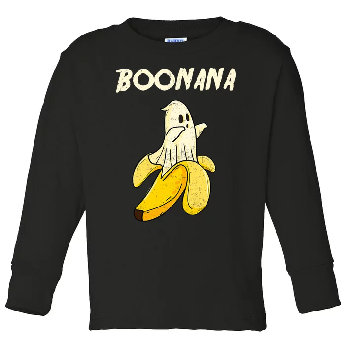 Boonana Funny Cute Banana Ghost Halloween Banana Lover Gifts Toddler Long Sleeve Shirt