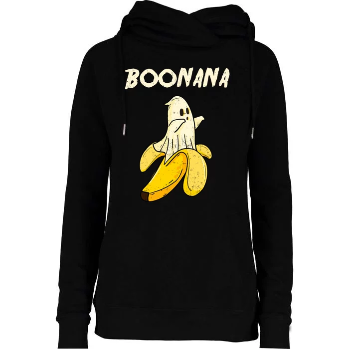 Boonana Funny Cute Banana Ghost Halloween Banana Lover Gifts Womens Funnel Neck Pullover Hood