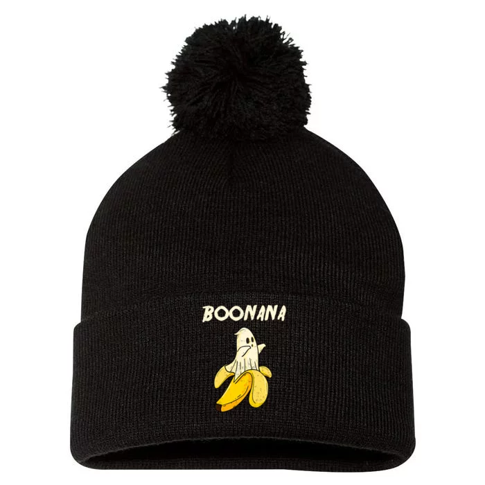 Boonana Funny Cute Banana Ghost Halloween Banana Lover Gifts Pom Pom 12in Knit Beanie