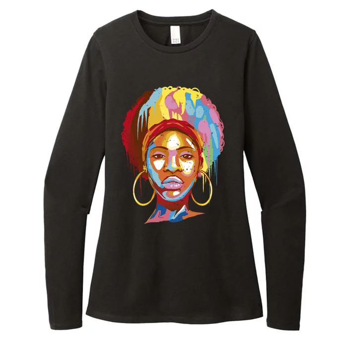 Black Female Color Drip Womens CVC Long Sleeve Shirt