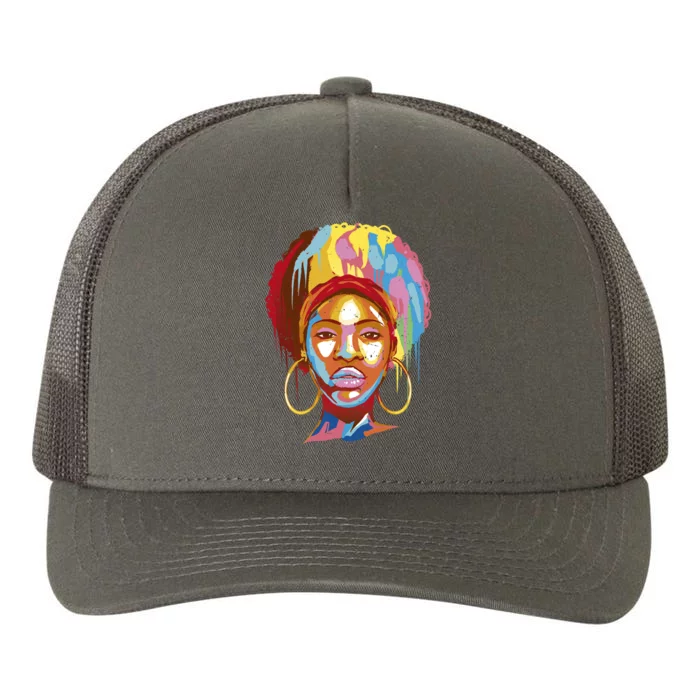 Black Female Color Drip Yupoong Adult 5-Panel Trucker Hat