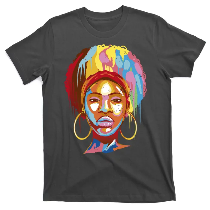 Black Female Color Drip T-Shirt