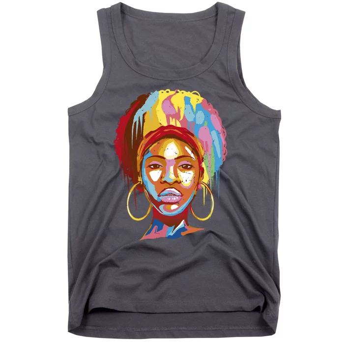 Black Female Color Drip Tank Top