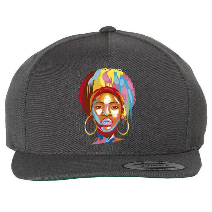 Black Female Color Drip Wool Snapback Cap