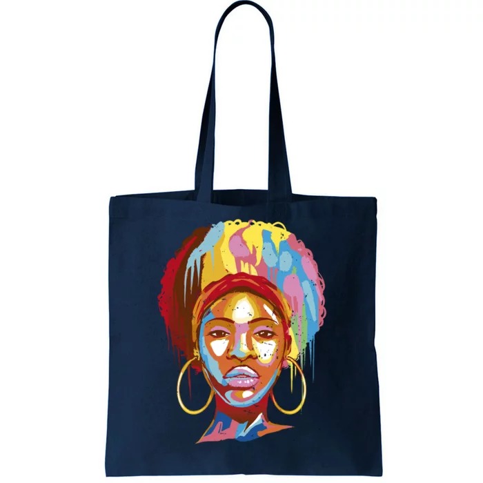 Black Female Color Drip Tote Bag