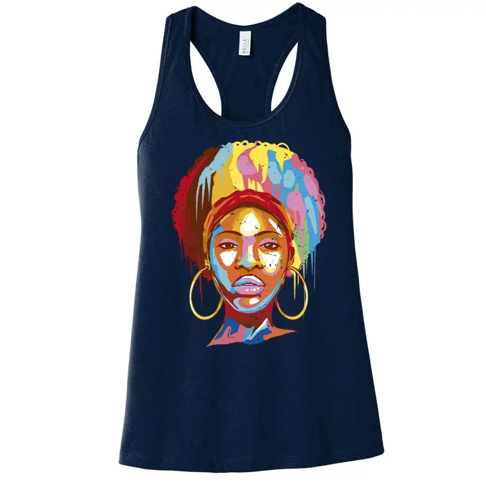 Black Female Color Drip Women's Racerback Tank